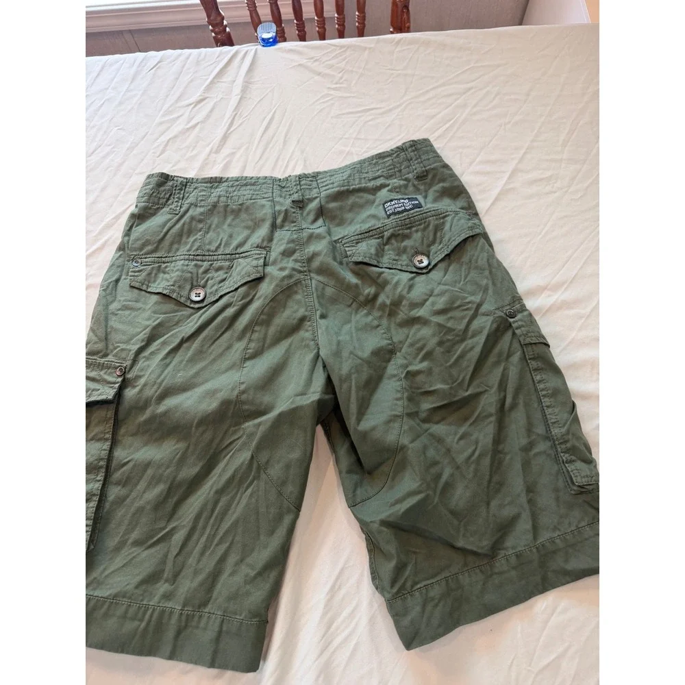DKNY Jeans Mens 30 Olive Green Cargo Shorts Military Patch Utility Cotton Twill